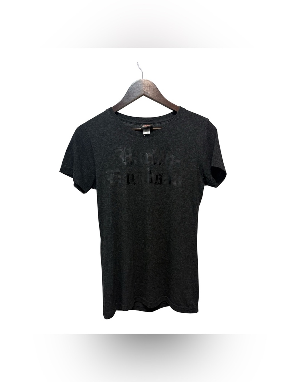 Harley Davidson Black on Black Gothic  Graphic Crewneck T-Shirt Size Large
